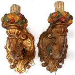 A pair of Italian gilt wood wall lights.