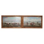 19th century Continental School, a pair of beach scenes, indistinctly signed, oil on panel,