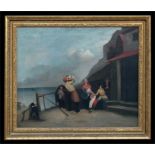 Victorian School - Returning Fisherman Greeting his Family - oil on canvas, framed, 74 by 61.5cms (
