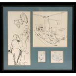 Sebrof, two original artworks from book illustrations - Man in a Bath - and Arguing Couple -