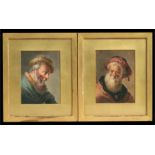 In the manner of Paul Sandby Munn (1775-1845), a pair of portraits depicting bearded Italian men