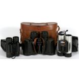 A pair of Barr & Stroud CF24 binoculars, cased; a Britex 'Featherlite' pancratic telescop; and two
