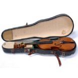 A 3/4 size violin 48cm (18.75ins) long Condition Report Chip to the base of the stool and some