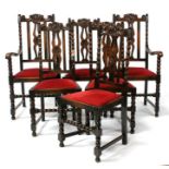 A set of six early 20th century oak dining chairs including two carvers (6).