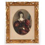 An early 19th Century portrait miniature, depicting a young girl in period dress with inscription to