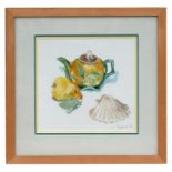 S. L. Drysdale - Still Life of Fruit, Seashell & Teapot - signed and dated '96 lower right,