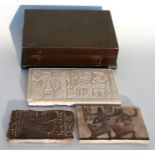 A box of Grand Tour Egyptian carved panels.