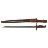 A WWI Remington 1917 bayonet and scabbard, 58cms (22.75ins) long.