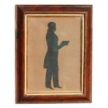 An early 19th century full length silhouette portrait of a gentleman, framed & glazed, 6.5 by