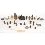 A quantity of Indian & Chinese miniature bronze figures and other items.