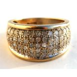 A 9ct gold ring set with five rows of thirteen diamonds, UK size 'L'. Condition Report Weight 4.7g
