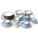 A Royal Crown Derby Osborne pattern blue & white teaset, transfer printed in the Japanese style.