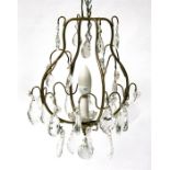 A continental ceiling light with crystal drops, 31cms (12.25ins) high.