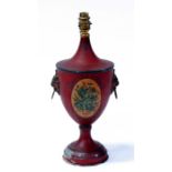 A toleware vase form table lamp, 40cms (15.75ins) high.