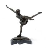 A modern bronze figure in the form of a female ice skater, 31cms (12.25ins) high.