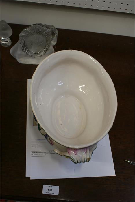 A faience pottery tureen & platter decorated with flowers, the tureen 30.5cms (12ins), the platter - Image 6 of 8