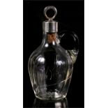 A Victorian silver mounted etched whisky decanter, Sheffield 1899, 17cms (6.75ins) high.