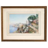 Continental school, Coastal path scene with a figure, indistinctly signed lower right corner,