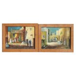 H Dench, a pair of Middle Eastern town scenes, signed & dated '44 lower right, oil on board,