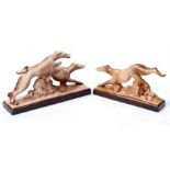 A French Art Deco group depicting a pair of running greyhounds, impressed mark 'Le Manceau' to side,