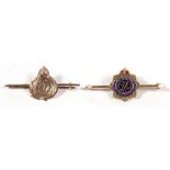 Two 9ct gold sweetheart brooches to the Royal Navy Transport and Royal Army Service Corps