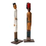 A floor standing carved & painted wooden figure 'King's African Rifle's'; together with another