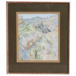 R Thurston, Italian landscapes scene, signed lower left corner, Gouache, framed and glazed, 32cm x