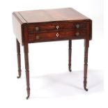 An early 19th century mahogany games table, the sliding top opens to reveal a backgammon board and