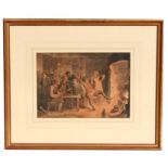 Victorian School - Interior Tavern Scene - watercolour, framed & glazed, 29 by 21cm (11.5 by 8.