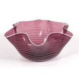 An Art Glass handkerchief bowl, 22cms (8.75ins) diameter.