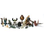 A group of modern Egyptian figures; an Indian table lamp; a Thai dragon; and other items (box).
