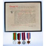 A Royal Air Force Promotion Warrant to Flying Officer GCL Goad with a WW2 unnamed medal group of