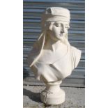 A plaster bust of a young lady, 61cms (24ins) high.