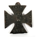 A WW1 cast 1914 Iron Cross. These were made in the UK to show the cities of Antwerp, Dinant,