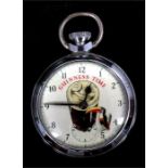 A novelty chrome plated open faced pocket watch - Guinness Time - the dial with Arabic numerals