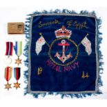A WW2 Royal Navy medal group of four including the Atlantic Star the Africa Star with North Africa