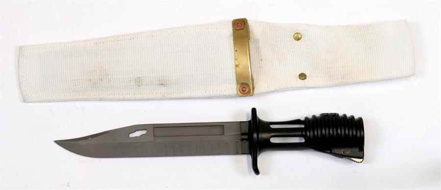 An SA80 bayonet in its Royal Marines parade scabbard. Blade length 18cms