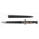 A very clean Yugoslavian Mauser knife bayonet in its steel scabbard. Blade length 25cms (9.75ins)