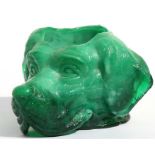 A Sowerby slag glass toothpick holder in the form of a dogs head, 6cms (4.25ins) high.