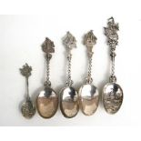 A group of Dutch silver spoons, each with galleon terminals, weight 255g.