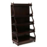 A reproduction Regency style five-tier waterfall bookcase, 88cms (34.5ins) wide.