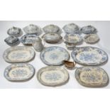 An Asiatic Pheasants pattern blue & white part dinner service, including meat plates and tureens.