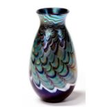 A signed Okra Art glass vase, 23cms (9ins) high. Condition Report Very good condition.