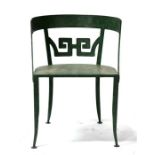 An Art Deco style green painted metal chair