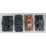 A group of cast iron railway track chairs / shoes, LNE, LSWR, GWR and GCR (4).