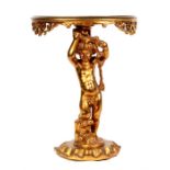 A gilded cherub console table, 73cms (28.75ins) wide.