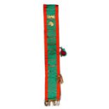 A National Union of Railwaymen green & gold embroidery sash, 'E. I. S. & W. Kentish Town No. 1