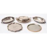 Box containing assorted silver plated items, three engraved to Major then Brigadier HSL Dalzell-