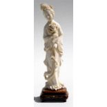 An early 20th century Chinese ivory figure depicting Guan Yin, 23cms (9ins) high. Condition Report