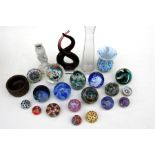 A quantity of Art Glass paperweights, to include Murano & Caithness; together with Art Glass